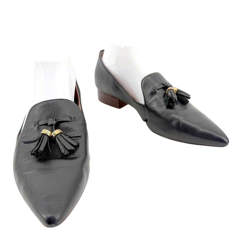 Cole Haan Grand 360 Tassel Loafers Women 8B Black Leather Pointd Toe Dress Shoes